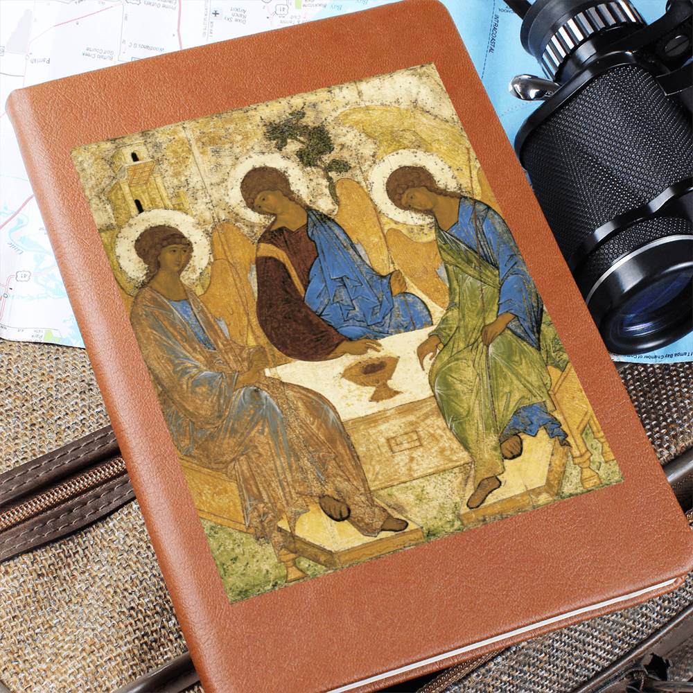 Holy Trinity Leather Journal Orthodox Icon by Andrey Rublev