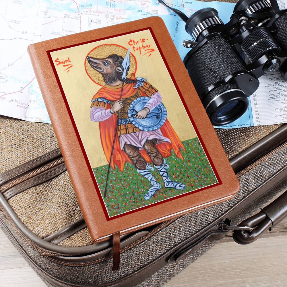 St Christopher Dog Head Orthodox Icon Leather Journal