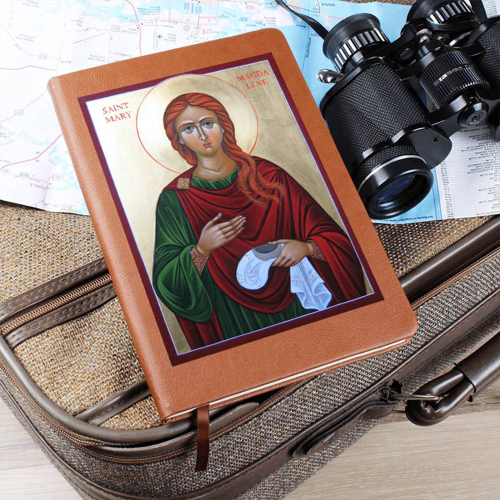 St Mary Magdalene Orthodox Icon Leather Journal