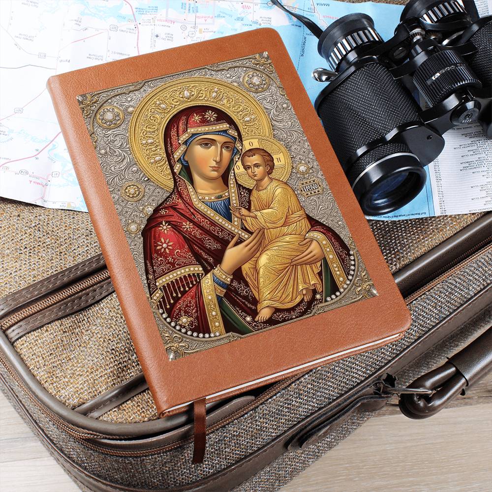 Theotokos Icon Leather Journal, Orthdox Icon Leather Notebook