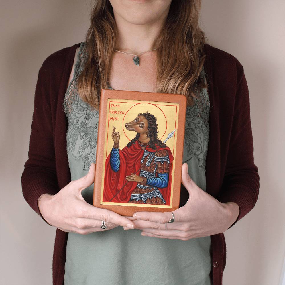 St Christopher Dog Head Orthodox Icon Leather Journal