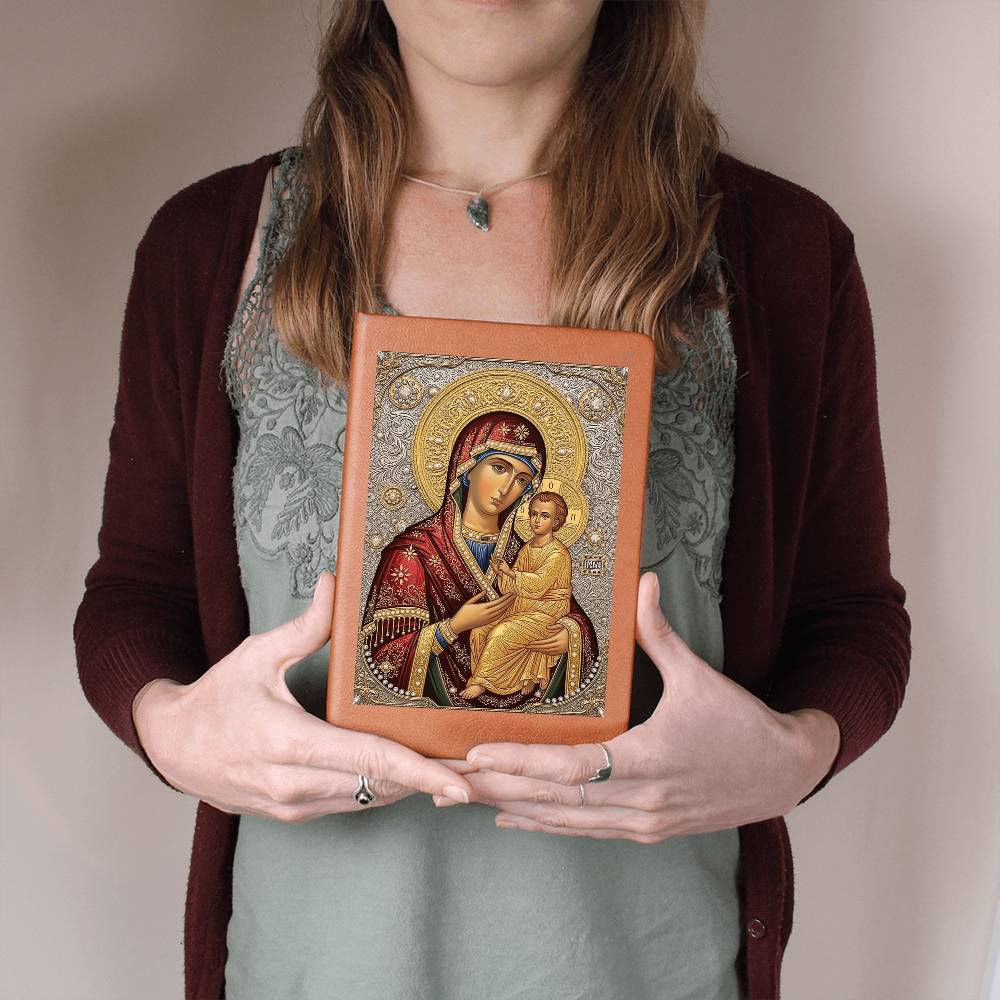 Theotokos Icon Leather Journal, Orthdox Icon Leather Notebook