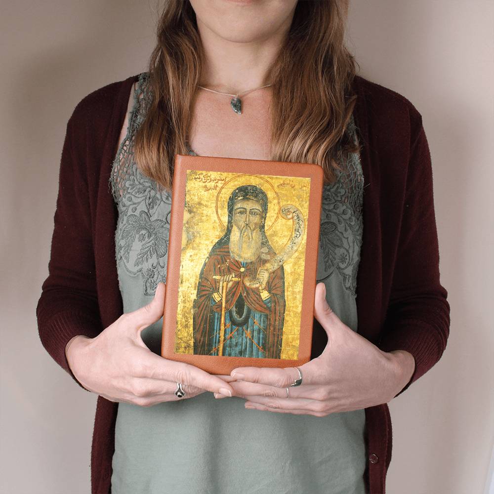 St Anthony Abbot Orthodox Icon Leather Journal