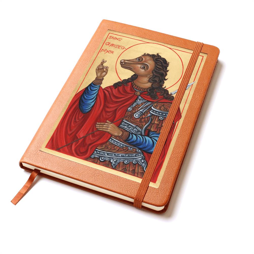 St Christopher Dog Head Orthodox Icon Leather Journal