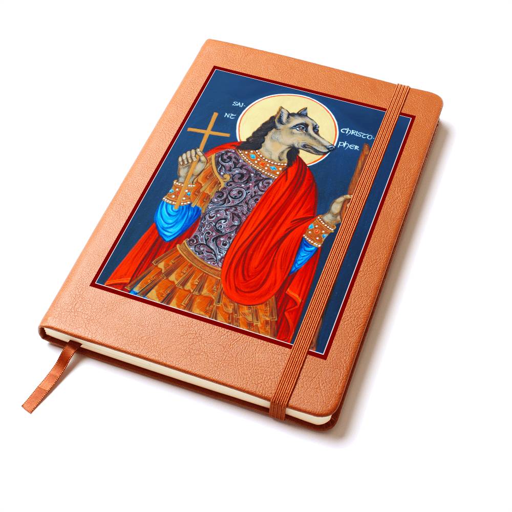 Dog Head St Christopher Orthodox Icon Leather Journal