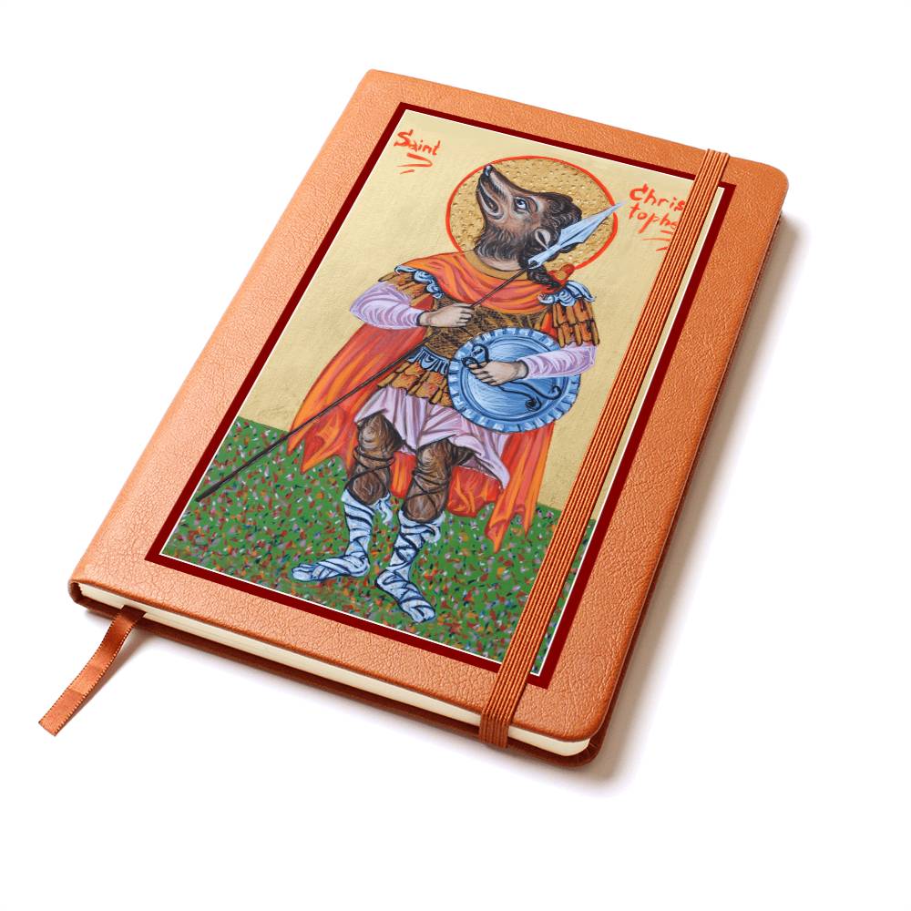 St Christopher Dog Head Orthodox Icon Leather Journal