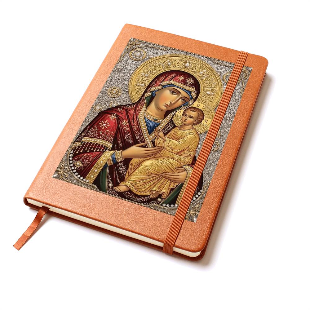 Theotokos Icon Leather Journal, Orthdox Icon Leather Notebook