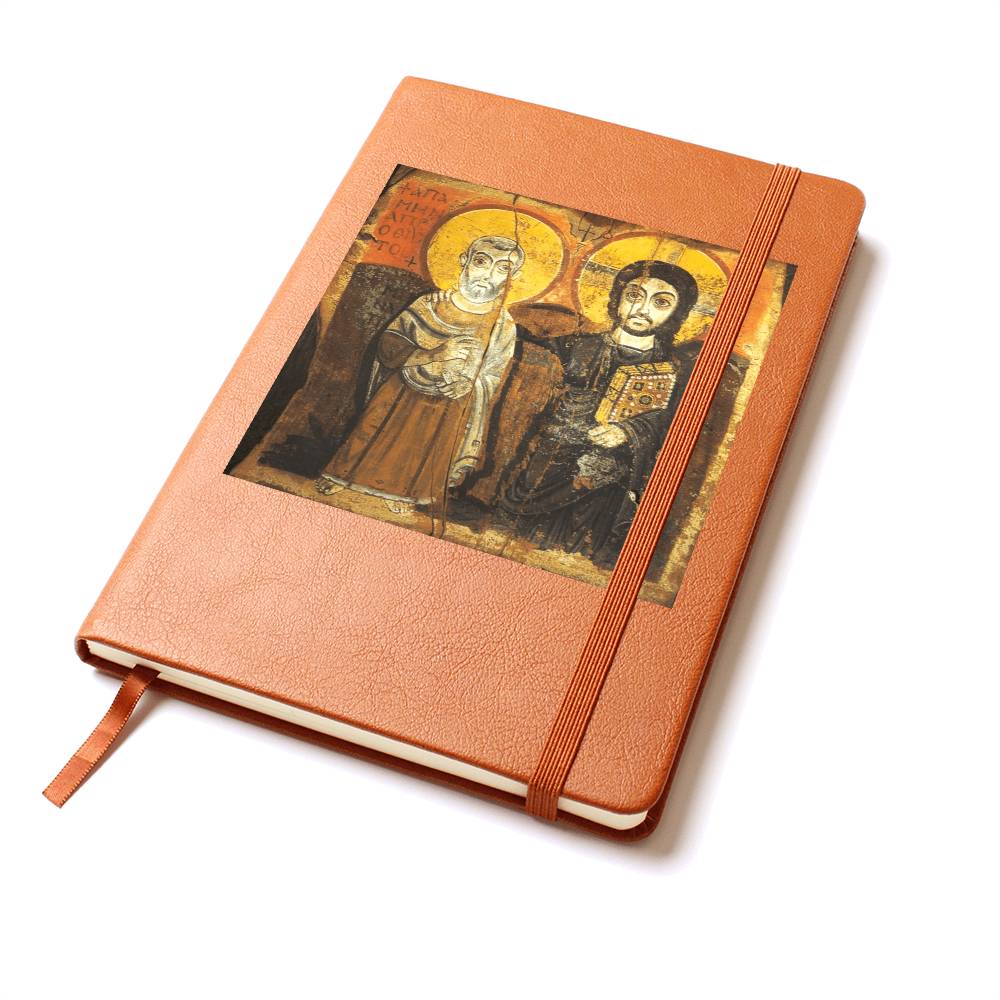 Christ and Abbot Menas Orthodox Icon Leather Journal