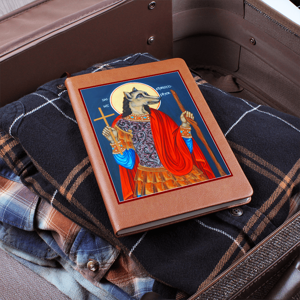 Dog Head St Christopher Orthodox Icon Leather Journal