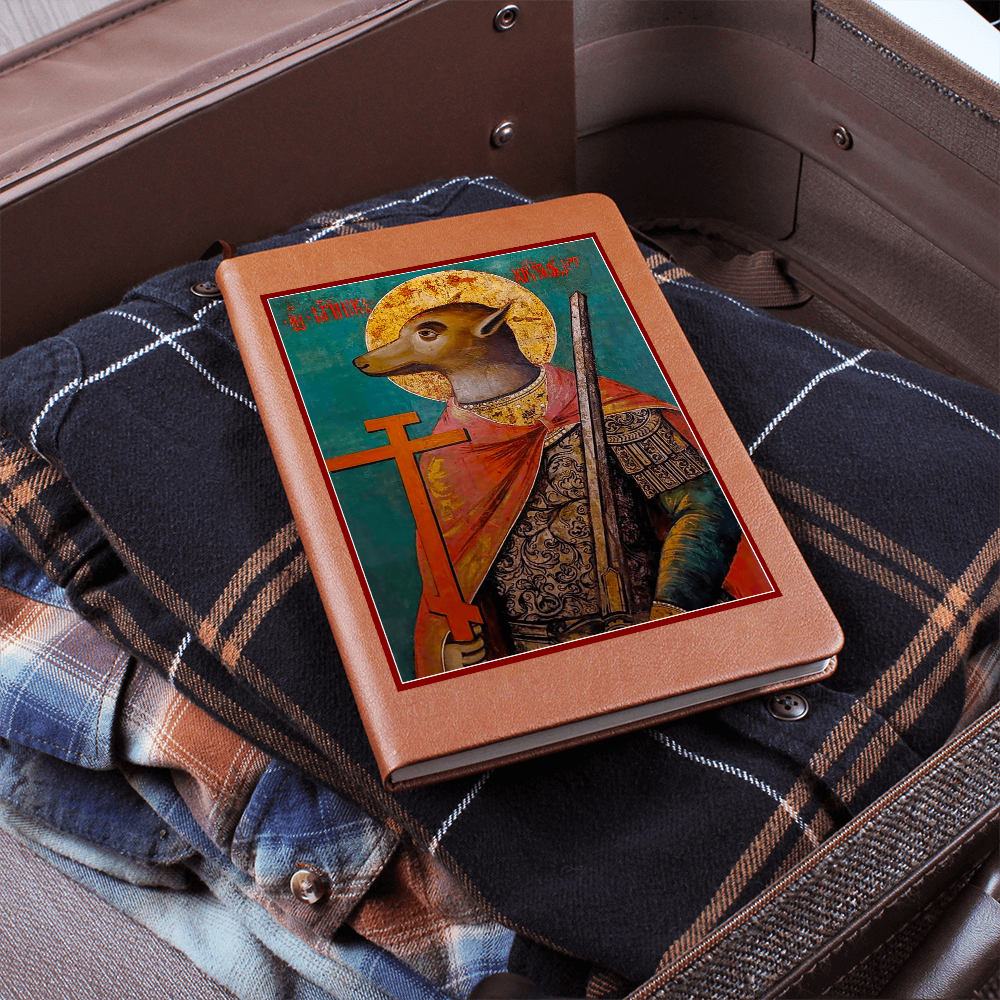 Dog Headed St Christopher Orthodox Icon Leather Journal