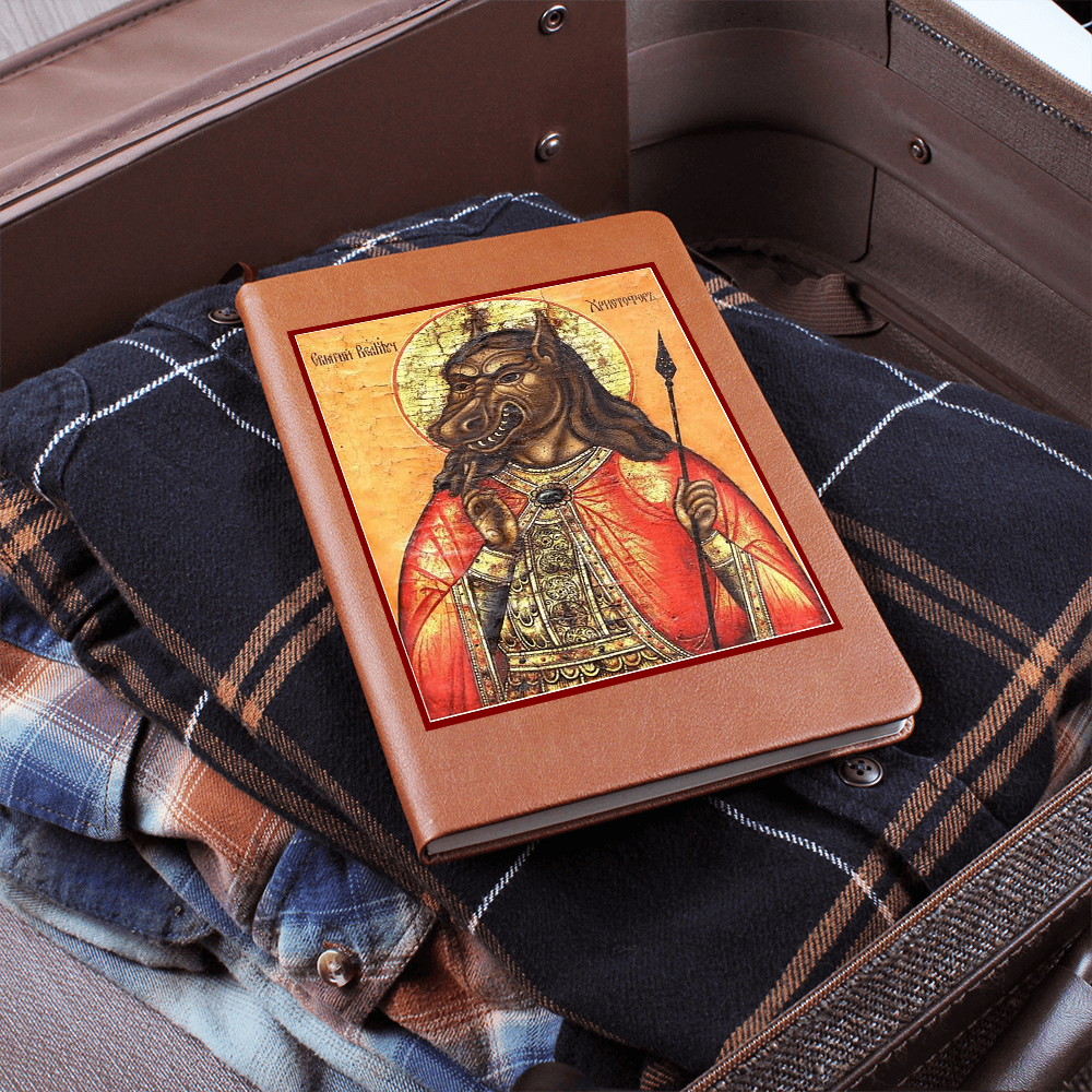 Dog Headed St Christopher Orthodox Icon Leather Journal