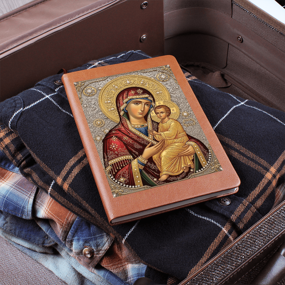 Theotokos Icon Leather Journal, Orthdox Icon Leather Notebook