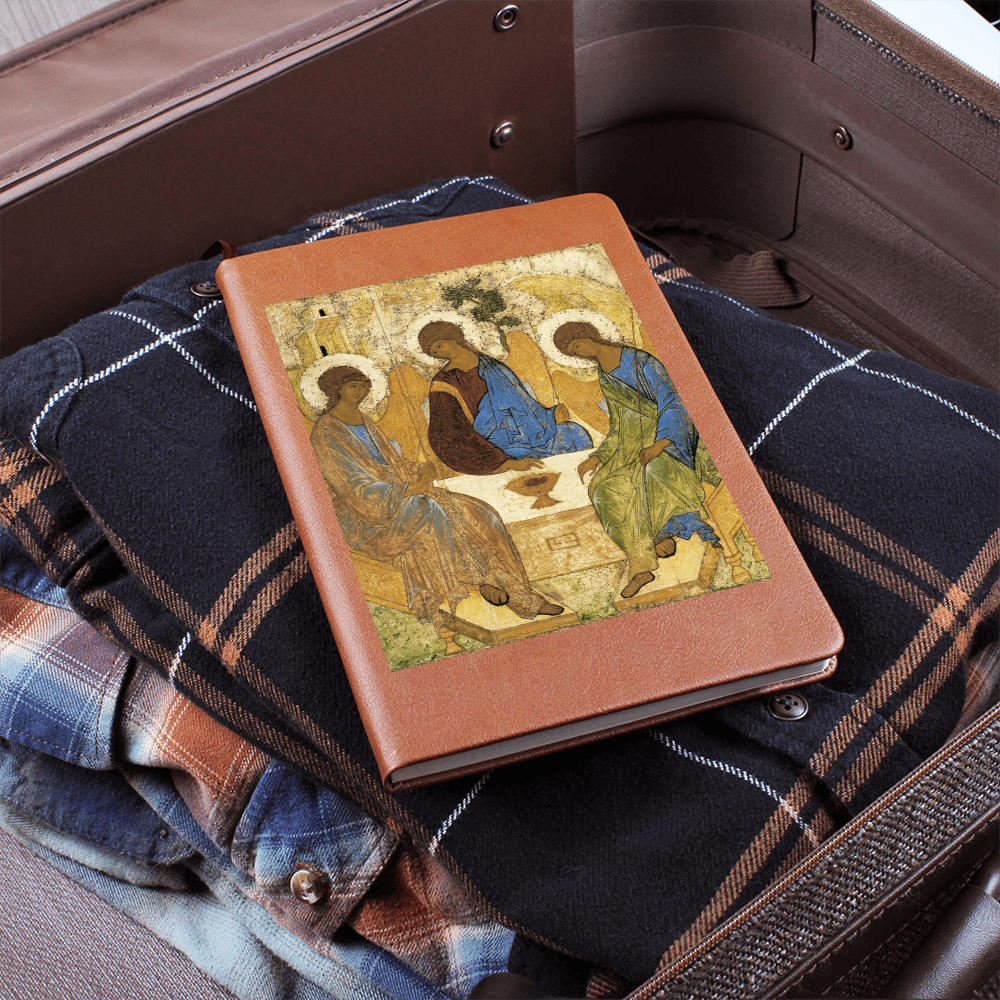 Holy Trinity Leather Journal Orthodox Icon by Andrey Rublev