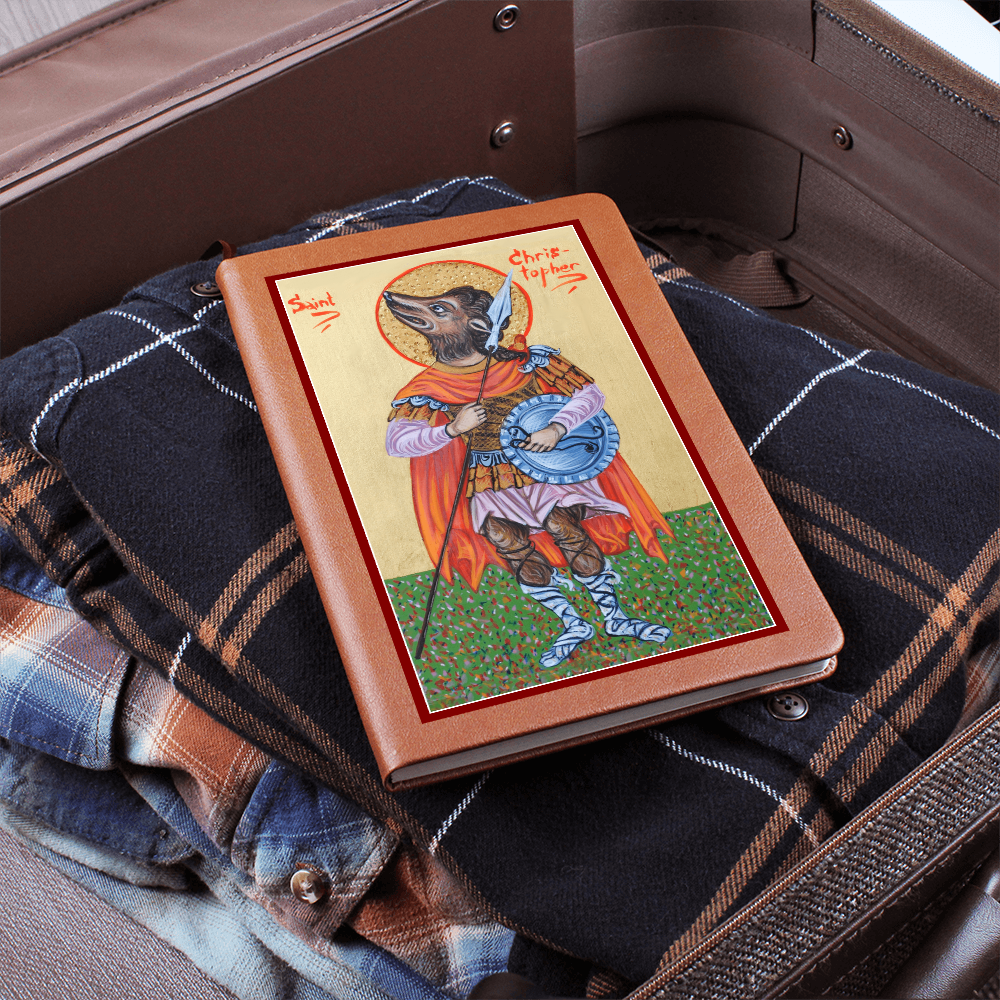 St Christopher Dog Head Orthodox Icon Leather Journal