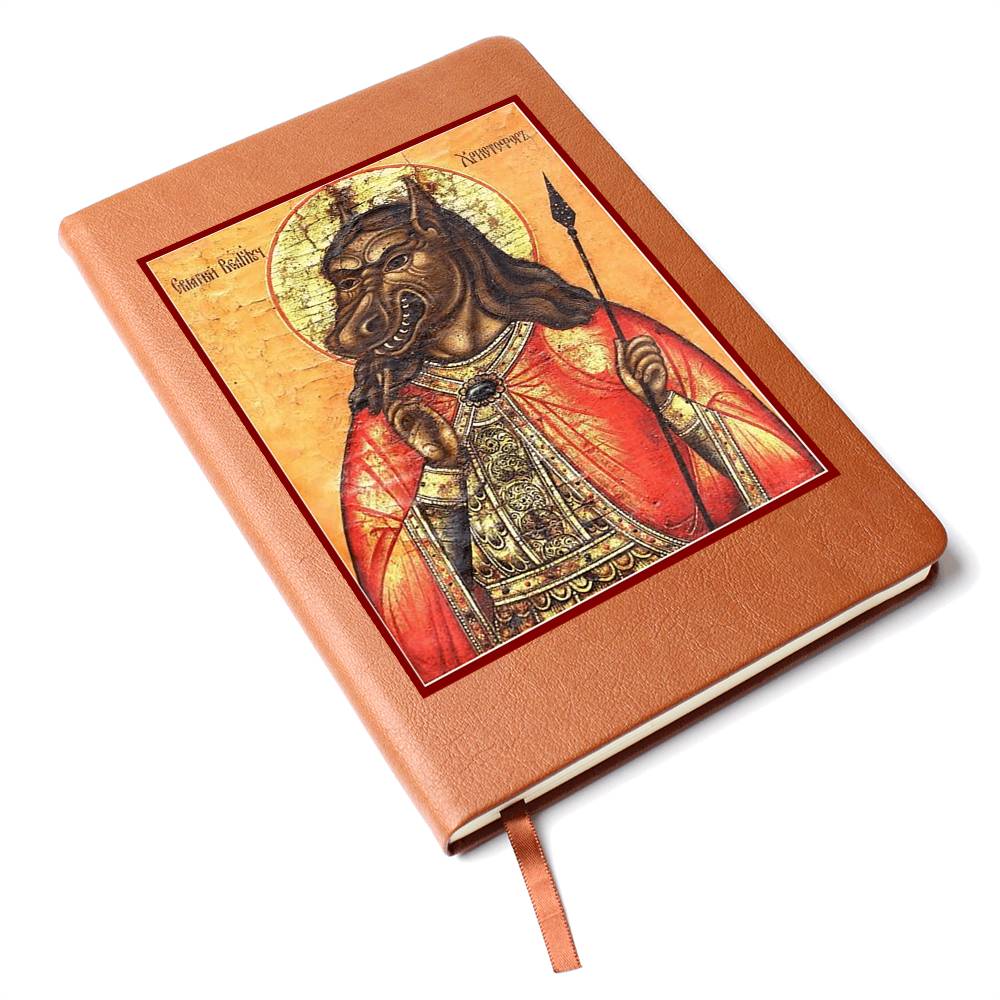 Dog Headed St Christopher Orthodox Icon Leather Journal