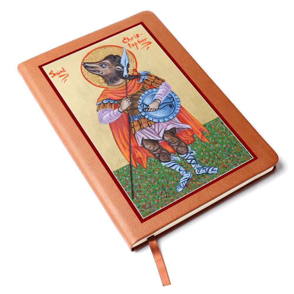 St Christopher Dog Head Orthodox Icon Leather Journal