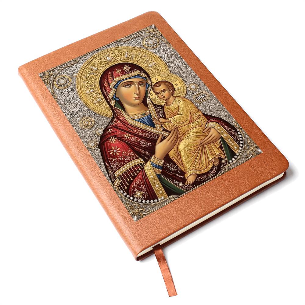 Theotokos Icon Leather Journal, Orthdox Icon Leather Notebook