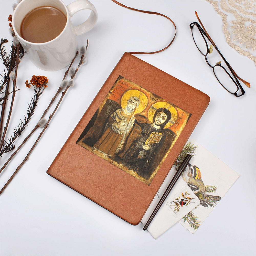 Christ and Abbot Menas Orthodox Icon Leather Journal