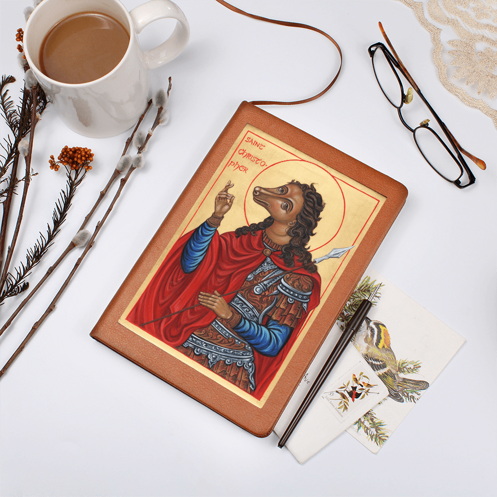 St Christopher Dog Head Orthodox Icon Leather Journal
