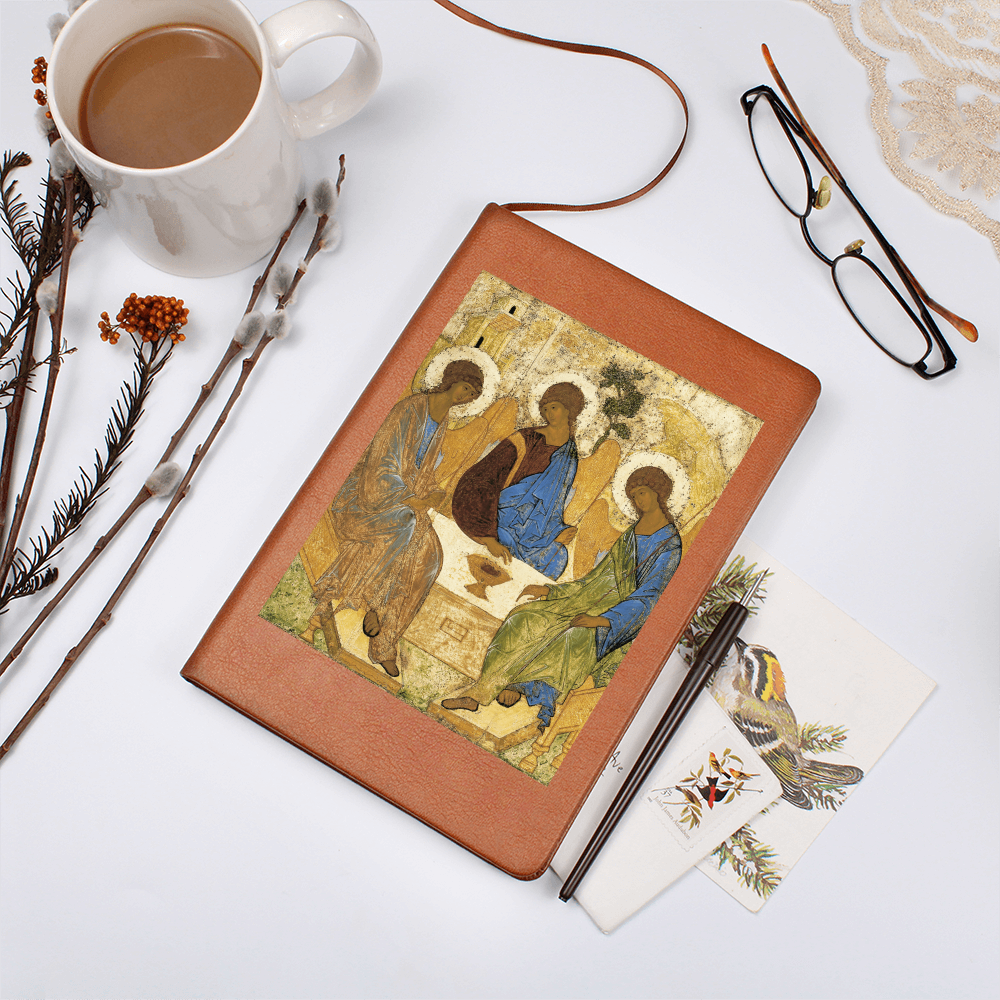 Holy Trinity Leather Journal Orthodox Icon by Andrey Rublev