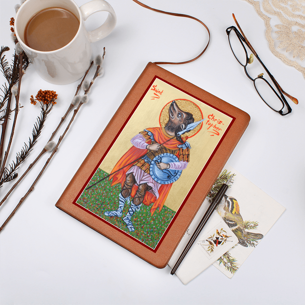 St Christopher Dog Head Orthodox Icon Leather Journal