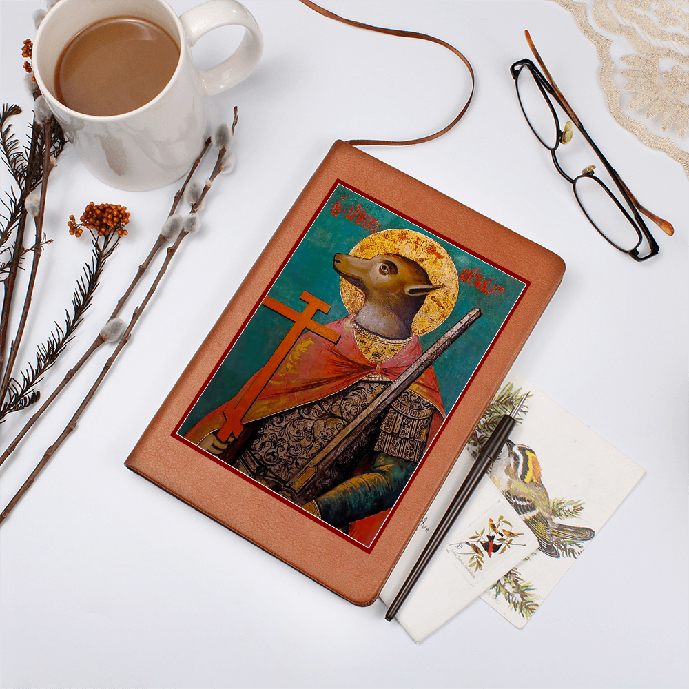 Dog Headed St Christopher Orthodox Icon Leather Journal