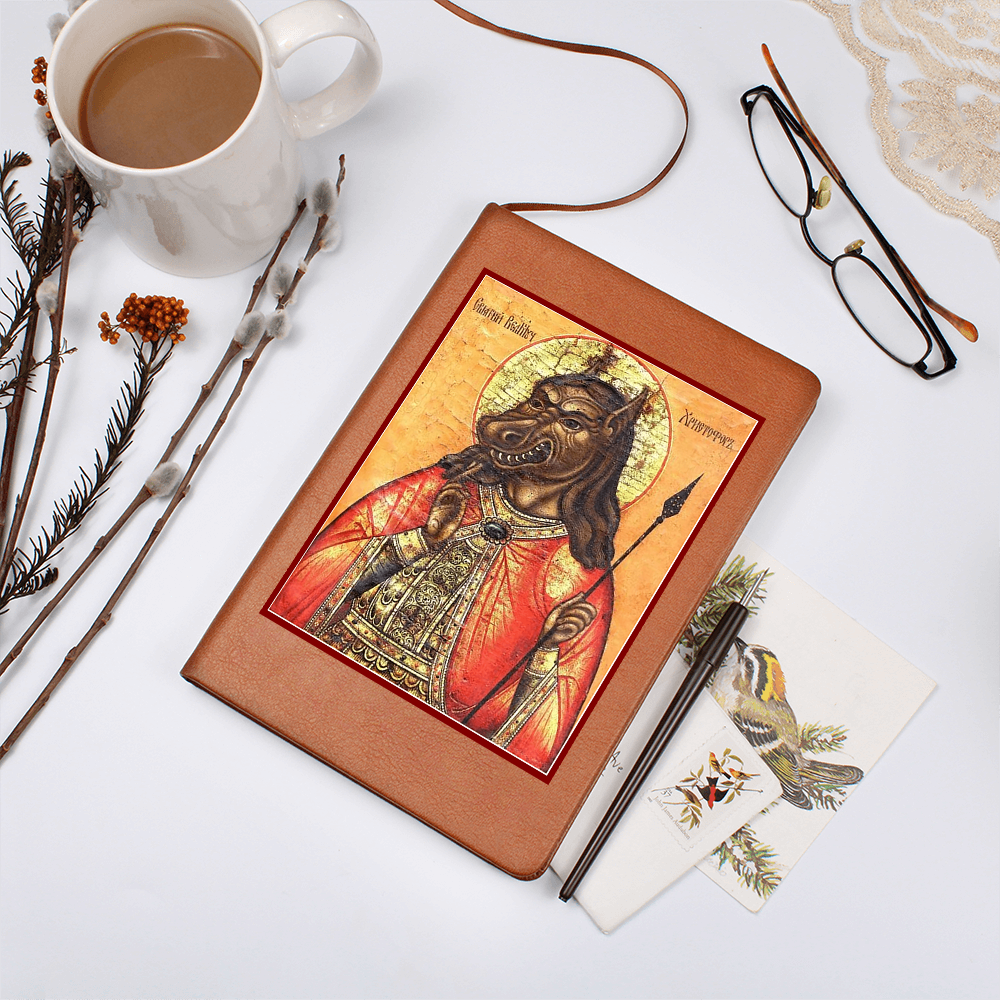 Dog Headed St Christopher Orthodox Icon Leather Journal