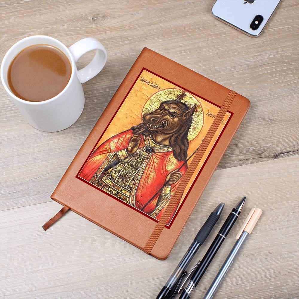 Dog Headed St Christopher Orthodox Icon Leather Journal