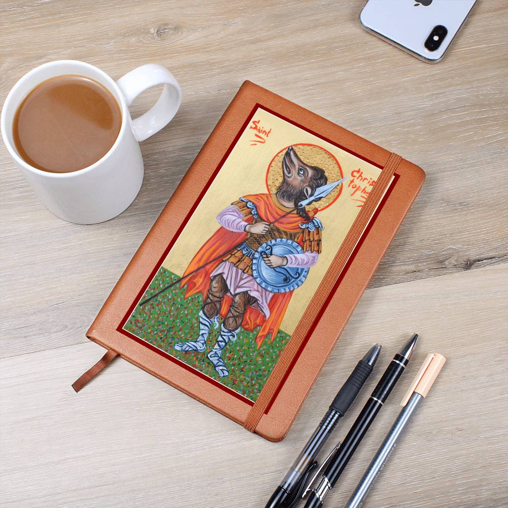 St Christopher Dog Head Orthodox Icon Leather Journal