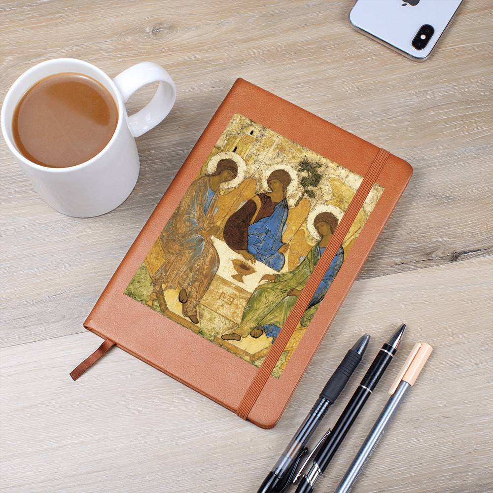 Holy Trinity Leather Journal Orthodox Icon by Andrey Rublev