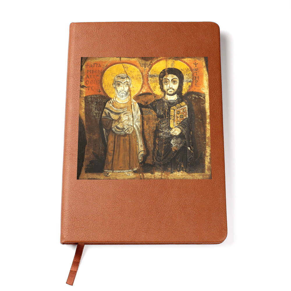 Christ and Abbot Menas Orthodox Icon Leather Journal