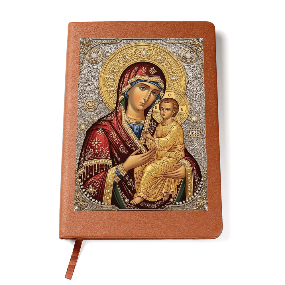 Theotokos Icon Leather Journal, Orthdox Icon Leather Notebook
