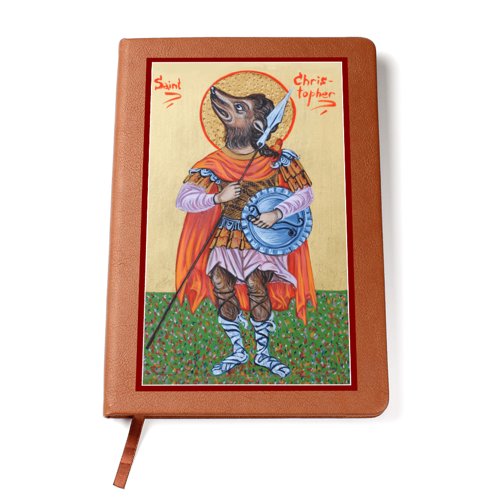 St Christopher Dog Head Orthodox Icon Leather Journal