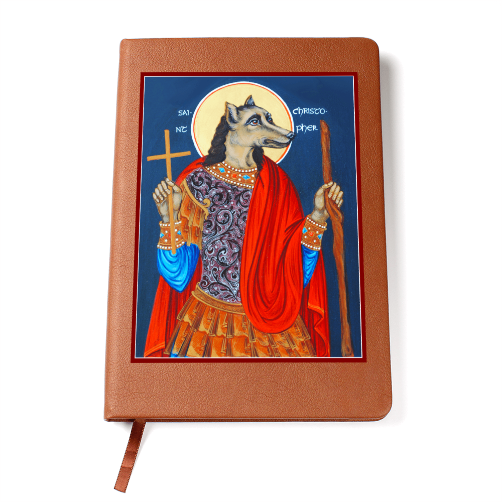 Dog Head St Christopher Orthodox Icon Leather Journal
