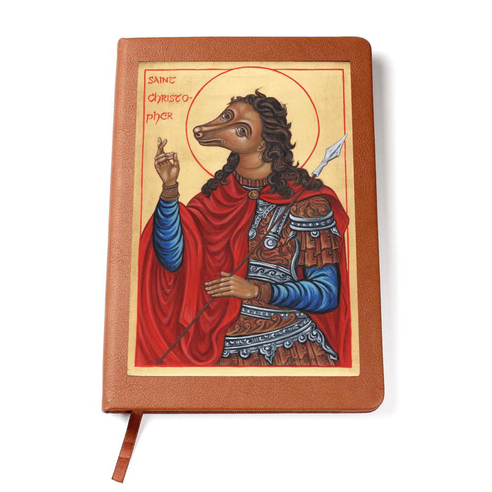 St Christopher Dog Head Orthodox Icon Leather Journal