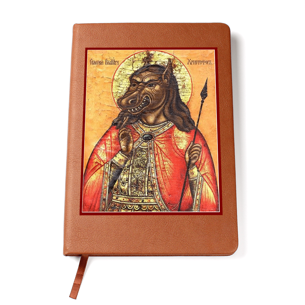 Dog Headed St Christopher Orthodox Icon Leather Journal