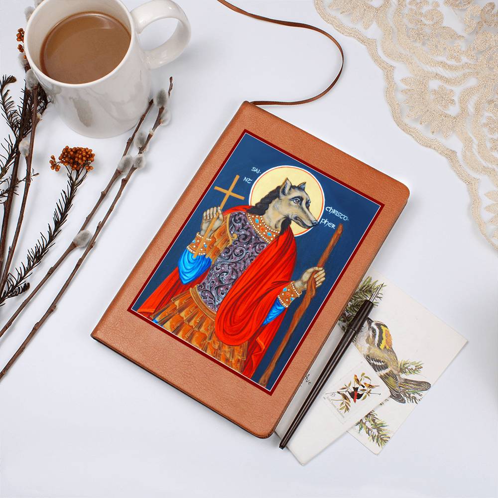 Dog Head St Christopher Orthodox Icon Leather Journal