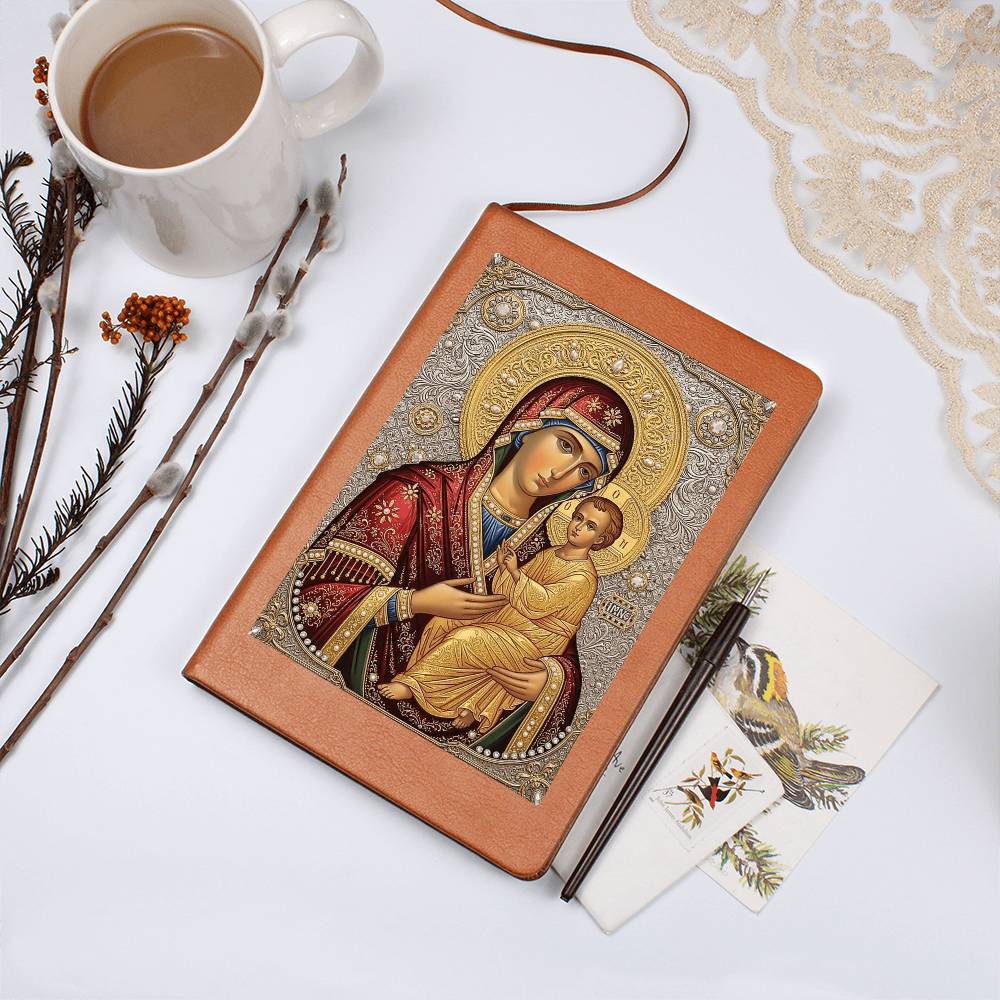 Theotokos Icon Leather Journal, Orthdox Icon Leather Notebook