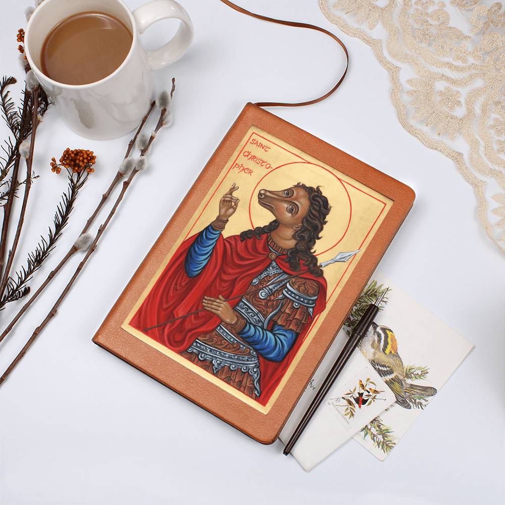 St Christopher Dog Head Orthodox Icon Leather Journal