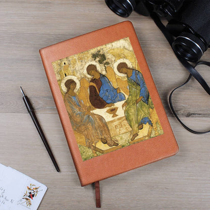 Holy Trinity Leather Journal Orthodox Icon by Andrey Rublev