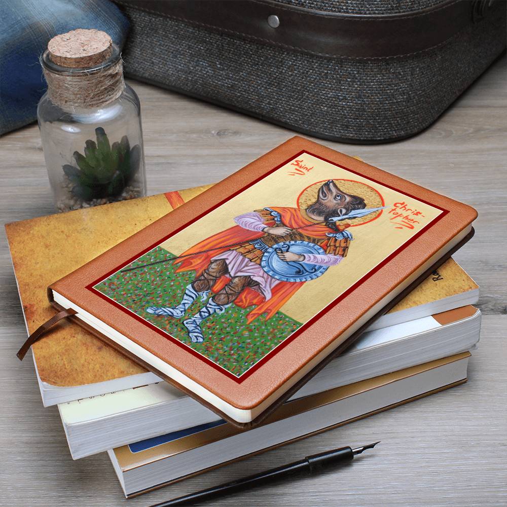 St Christopher Dog Head Orthodox Icon Leather Journal