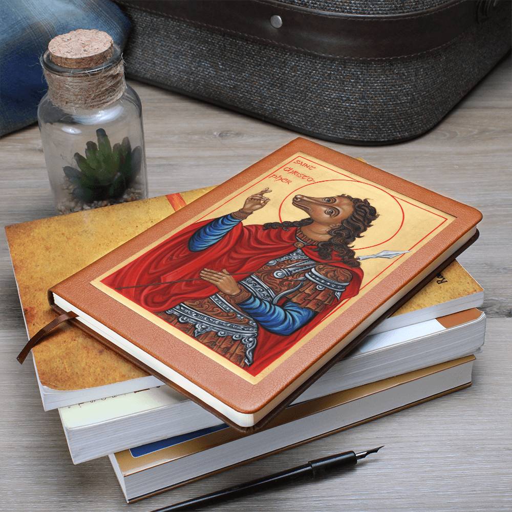 St Christopher Dog Head Orthodox Icon Leather Journal