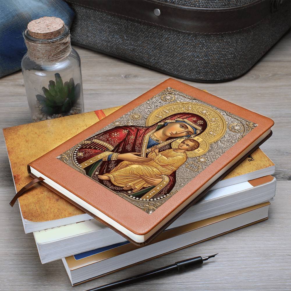 Theotokos Icon Leather Journal, Orthdox Icon Leather Notebook