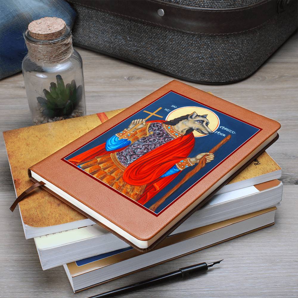 Dog Head St Christopher Orthodox Icon Leather Journal