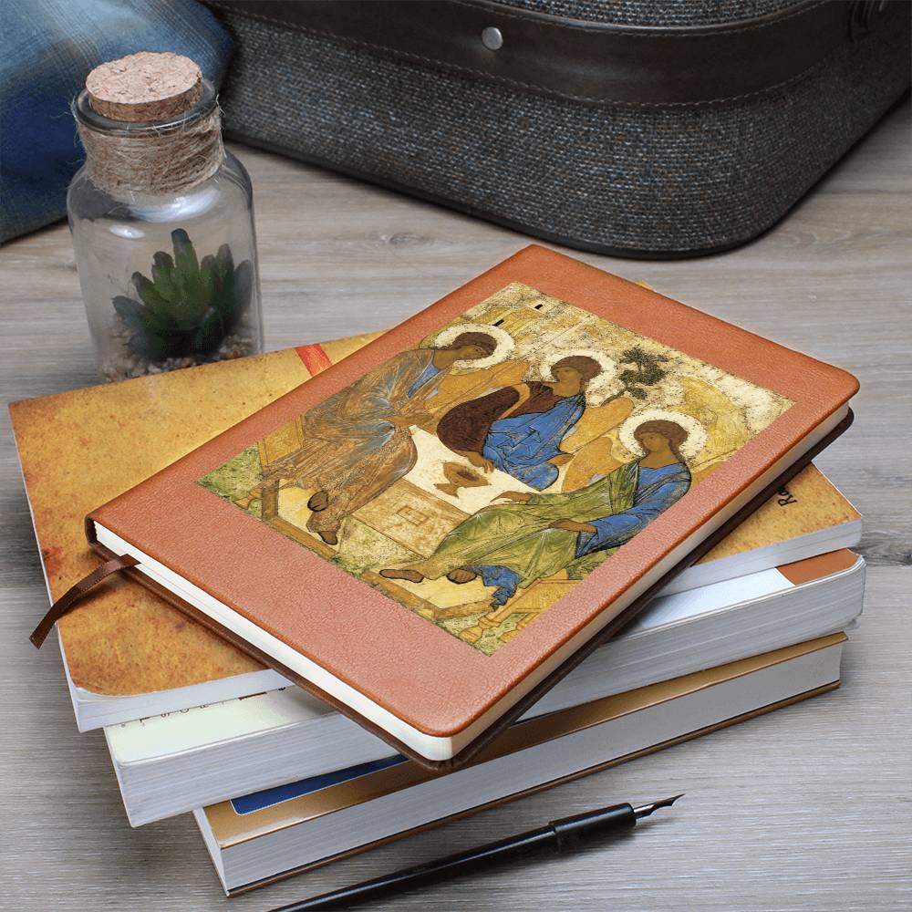 Holy Trinity Leather Journal Orthodox Icon by Andrey Rublev