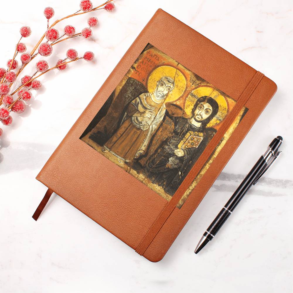 Christ and Abbot Menas Orthodox Icon Leather Journal