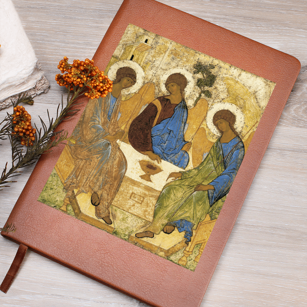 Holy Trinity Leather Journal Orthodox Icon by Andrey Rublev