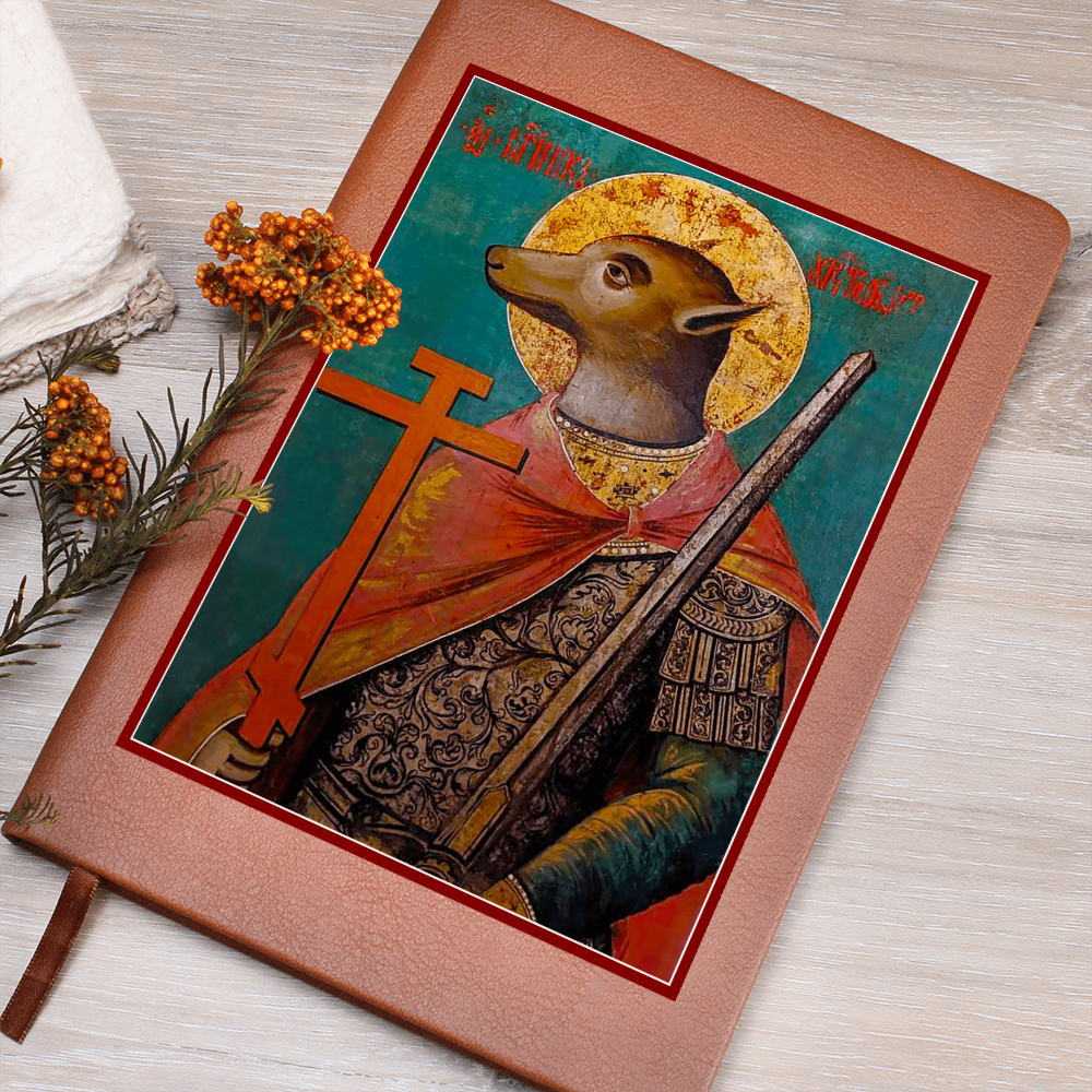 Dog Headed St Christopher Orthodox Icon Leather Journal