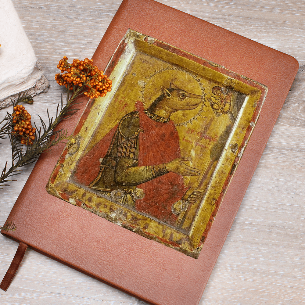 Dog Headed Christopher Orthodox Icon Leather Journal