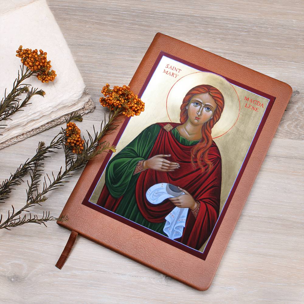 St Mary Magdalene Orthodox Icon Leather Journal